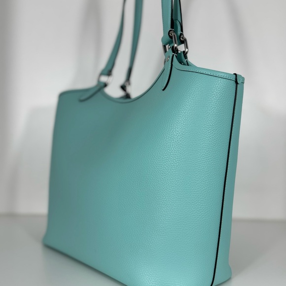 COACH Day Tote Bag in Aqua Blue & Matching Flower Charm - Picture 7 of 14
